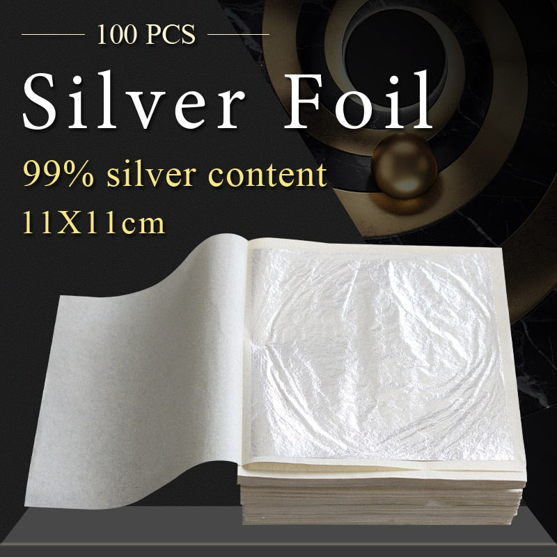 High Quality 10Pcs 11 x 11cm Edible Pure Silver Leaf Foil Sheets
