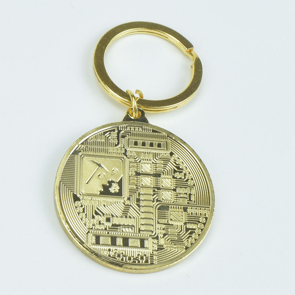 Bitcoin Gold and silver-plated keychain