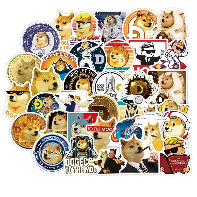 Bitcoin - Dogecoin  Stickers  10/30/50pcs