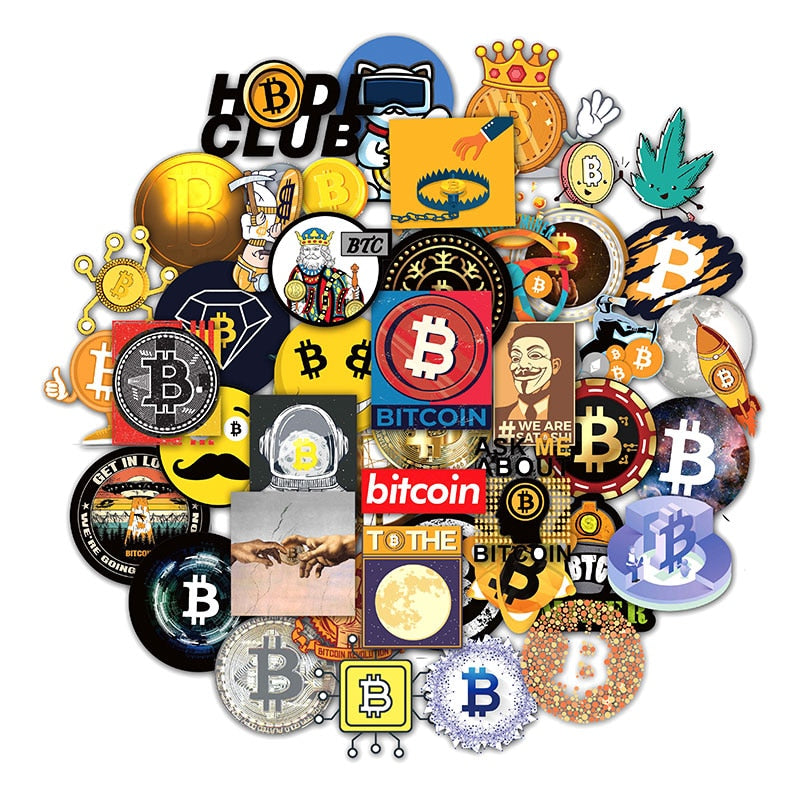 Bitcoin - Dogecoin  Stickers  10/30/50pcs