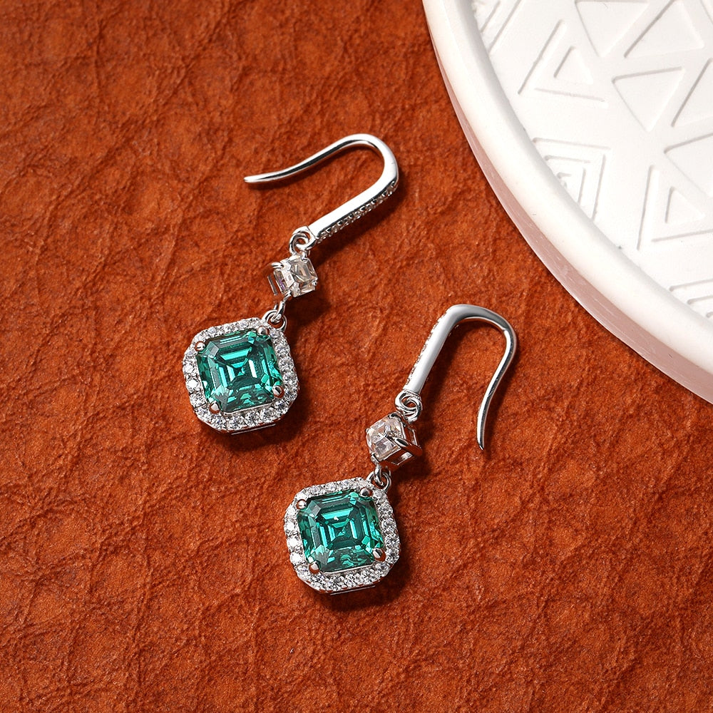 Green Moissanite Drop Earrings