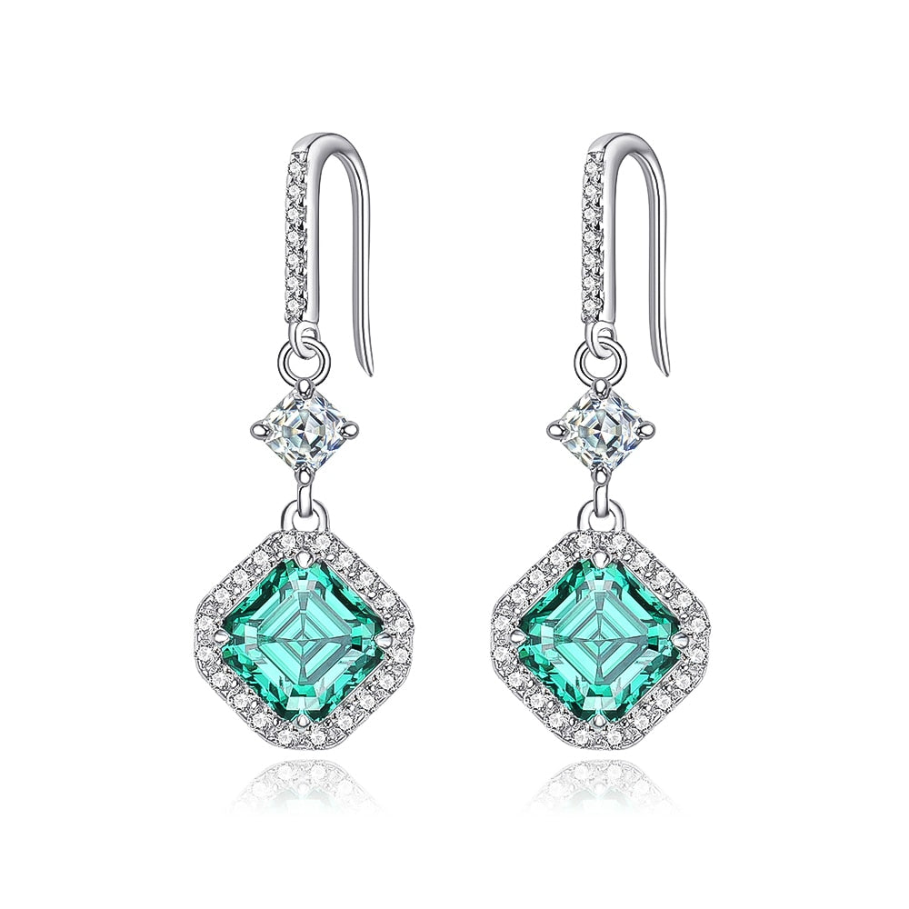 Green Moissanite Drop Earrings