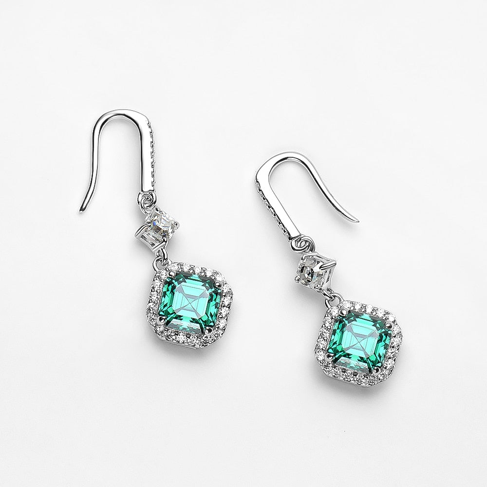 Green Moissanite Drop Earrings