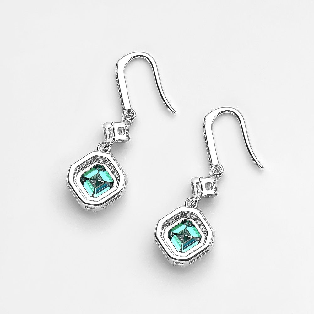 Green Moissanite Drop Earrings